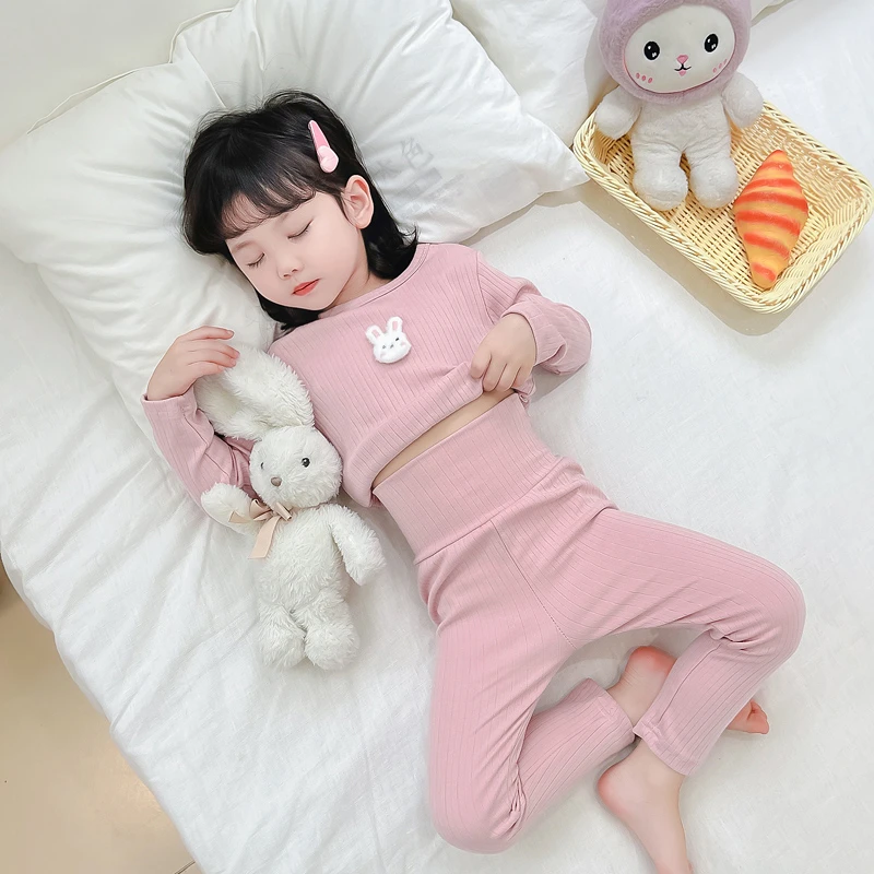 儿童睡衣春秋季2025新款纯棉长袖高腰护肚女孩家居服春款女童宝宝