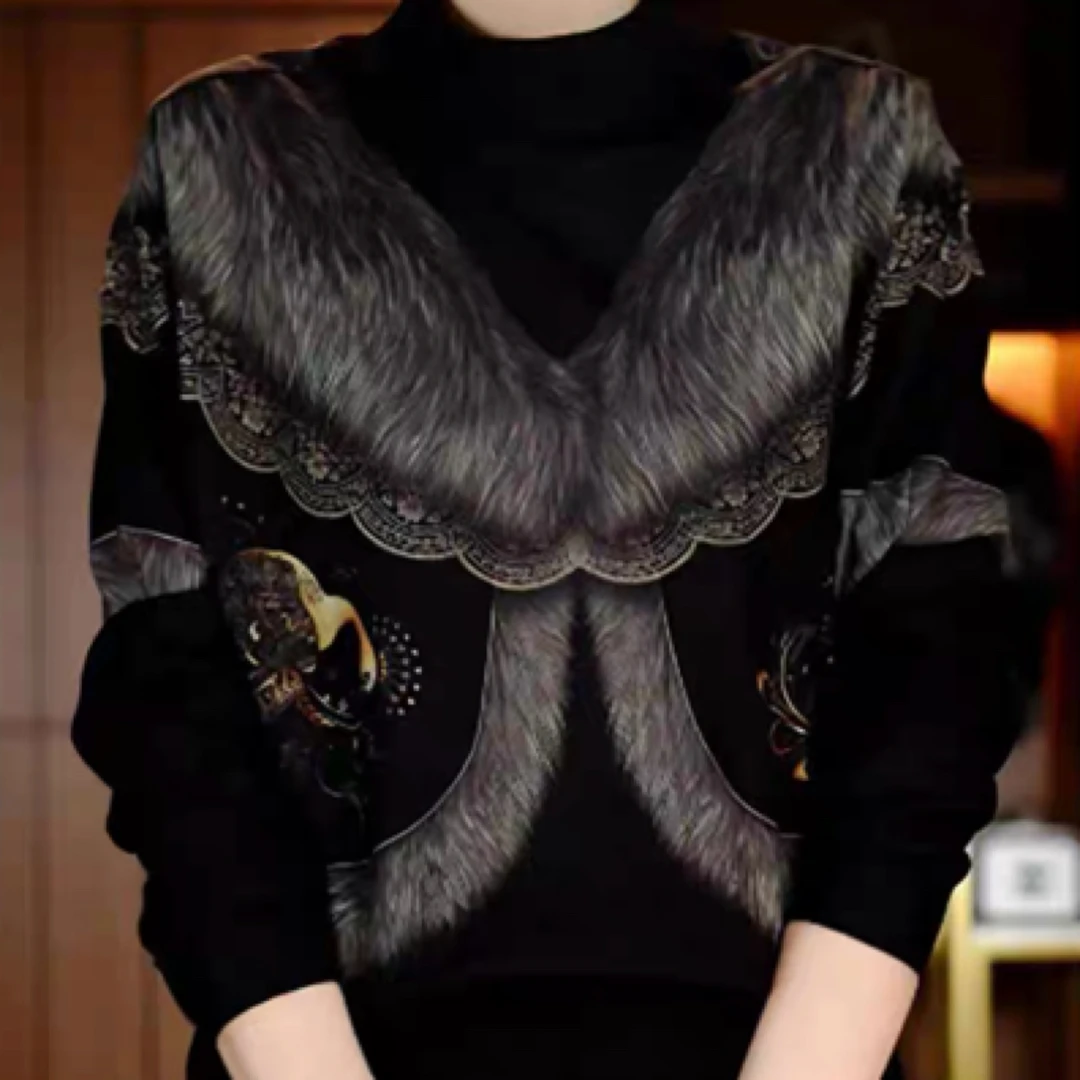 高级感保暖时尚百搭显瘦半高领印花新品苹果好吃鲜甜可口新款