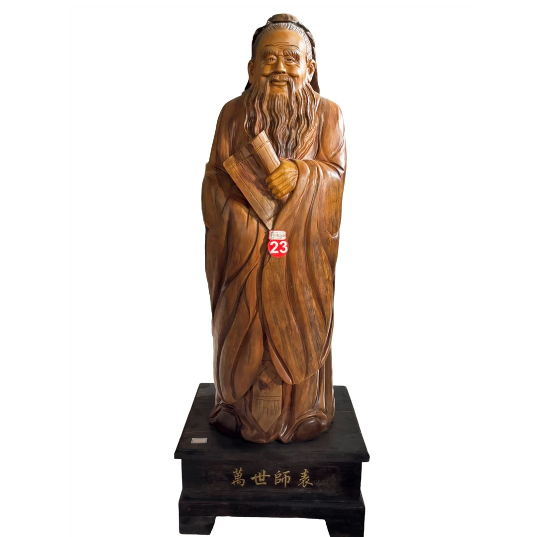 木雕工艺品摆件（孔子）纯手工匠心技艺精细雕刻品