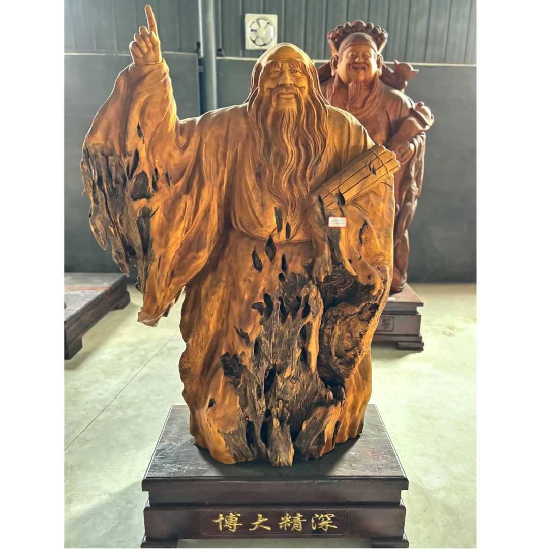 木雕工艺品摆件（老子）纯手工匠心技艺精细雕刻品