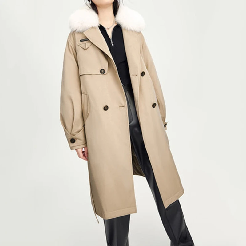 L033长款风衣式羽绒服