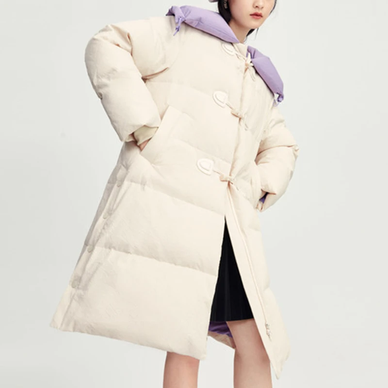 Z032拼色云朵领羽绒服