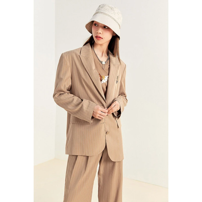 A122条纹西装鸟撤柜女装 一线品牌 正品剪牌青仓