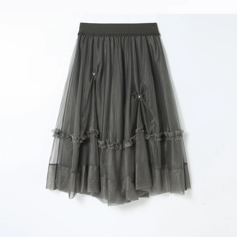 Z608甜美网纱长裙