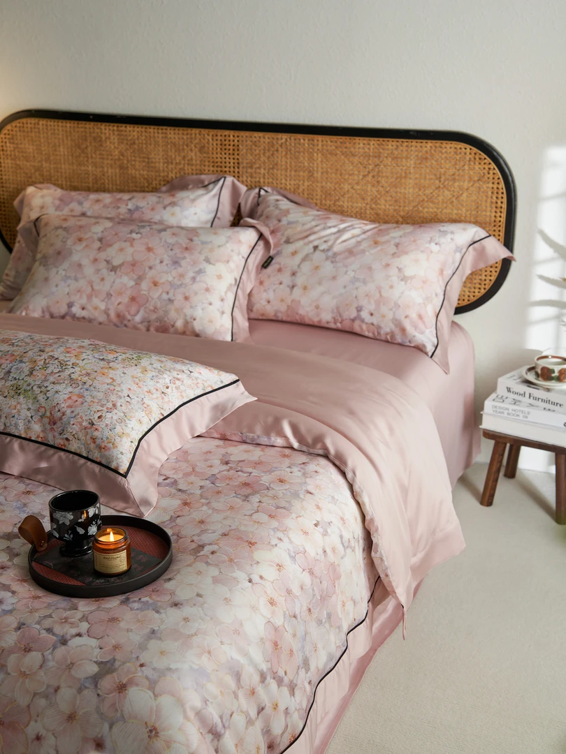 夏季新款数码印花天丝四件套面料凉爽丝滑裸睡款可水洗机洗不起球