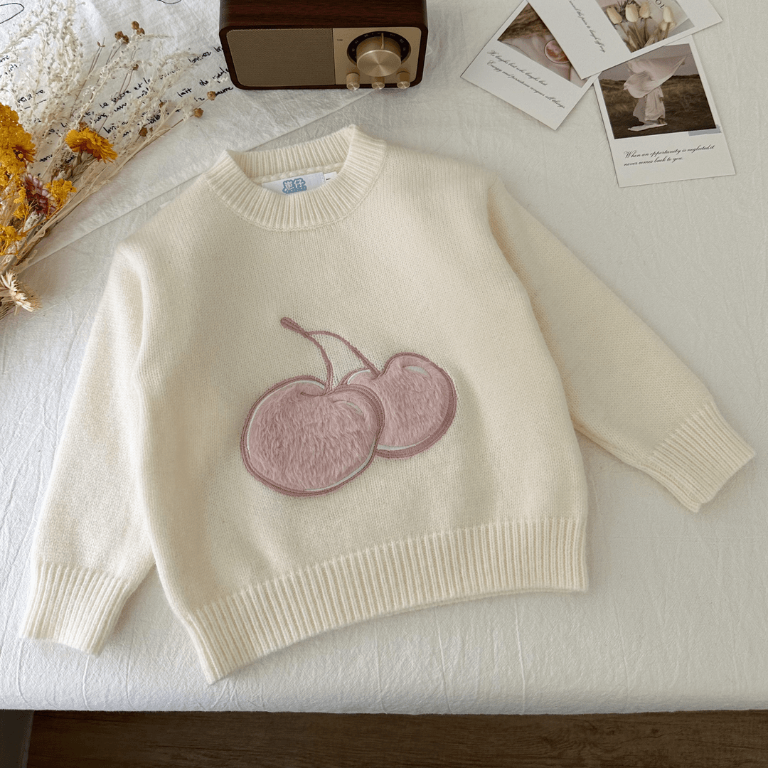 女童针织衫儿童童装毛衣圆领韩版卡通秋冬立体百搭女宝宝宽松小童