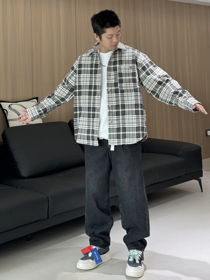 秋冬格子衬衫外套男士长袖休闲百搭春季宽松潮流秋季