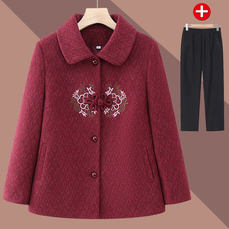 中老年人翻领女装妈妈装绒绒外套奶奶装60-70岁母亲外套冬季春装