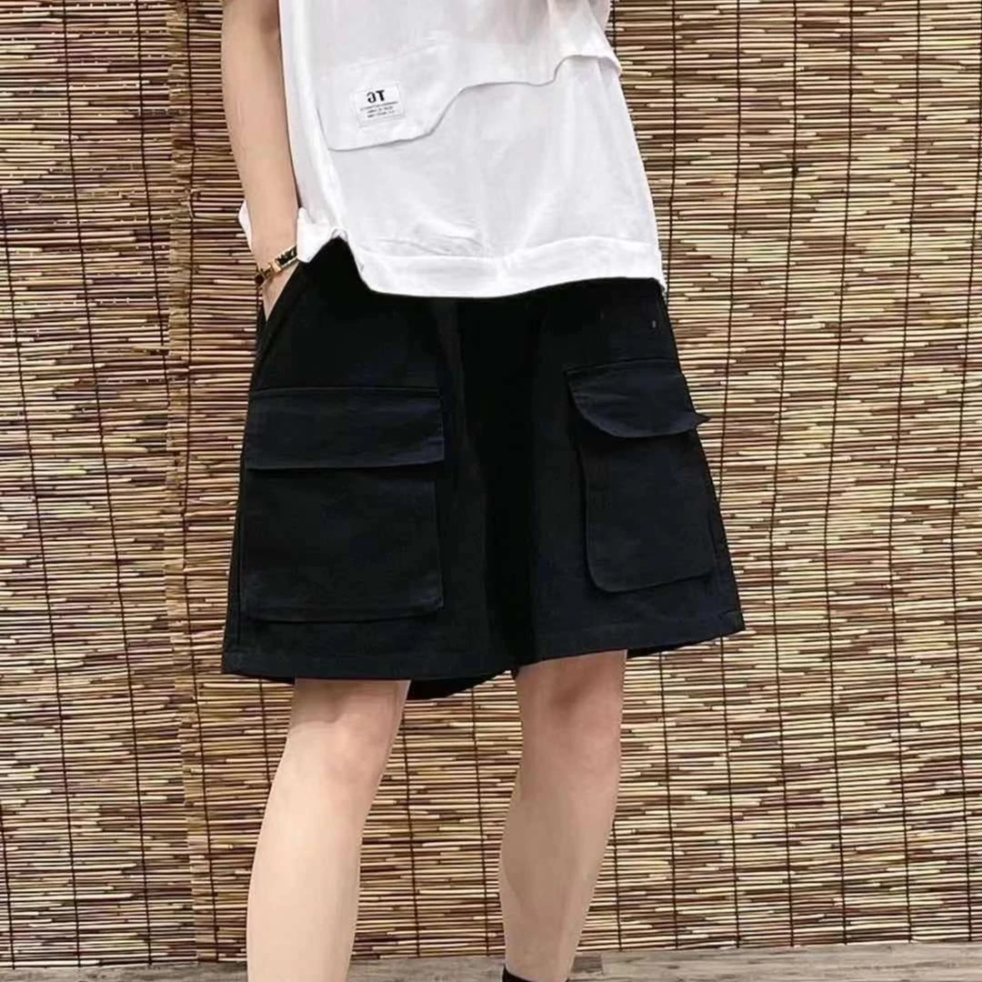 2024夏季休闲宽松百搭潮流大口袋短裤时尚高腰五分薄款短裤