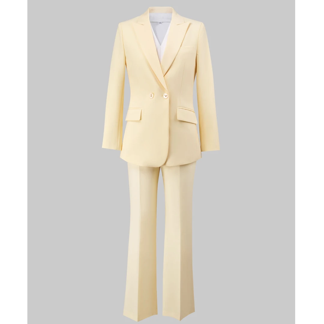 浅黄色轻奢西装套装女气质职业装秋季新款时尚西服洋气高级显瘦