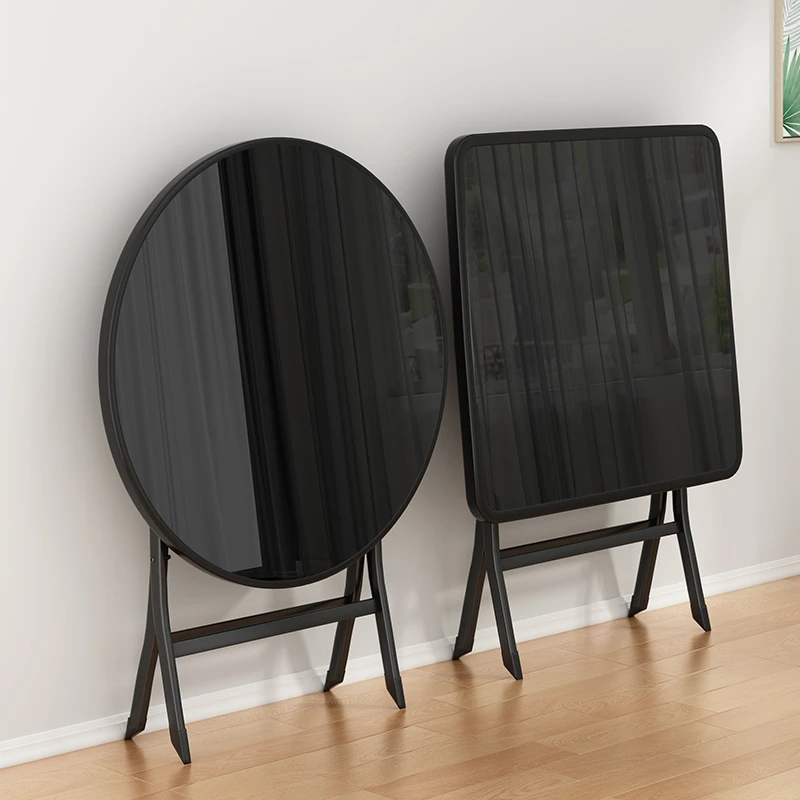 折叠桌简易餐桌家用钢化玻璃面方桌户外阳台圆桌小户型可折叠桌子