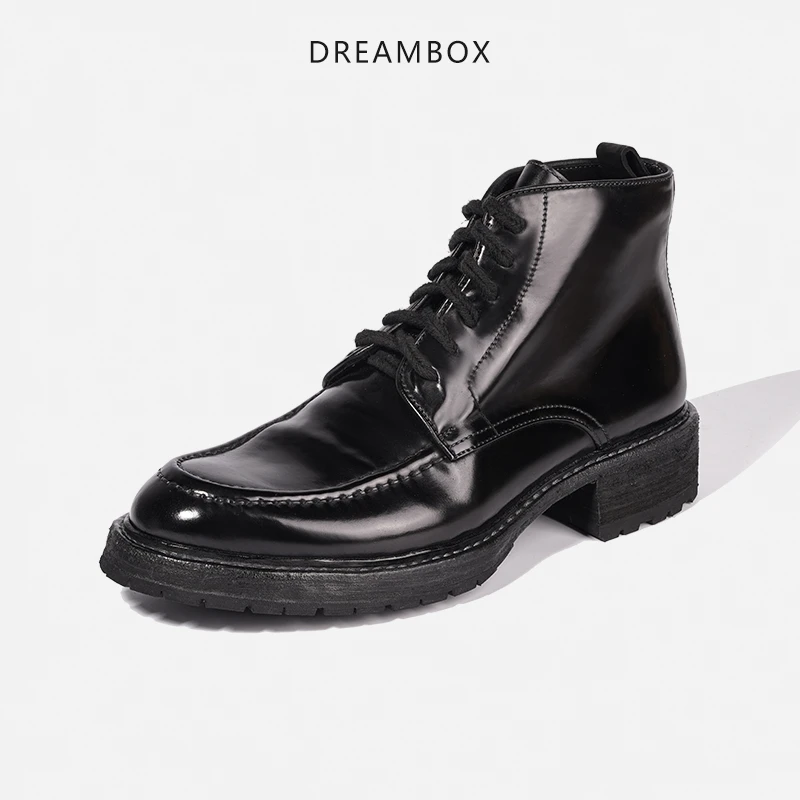 dreambox钧博vibram防滑耐磨意大利马臀皮高帮皮鞋男固特异马丁靴