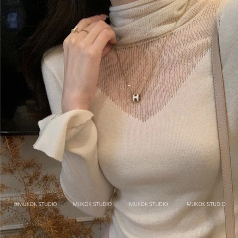 秋冬女装网红款外出洋气高领打底毛衣冬季内搭针织衫修身气质上衣