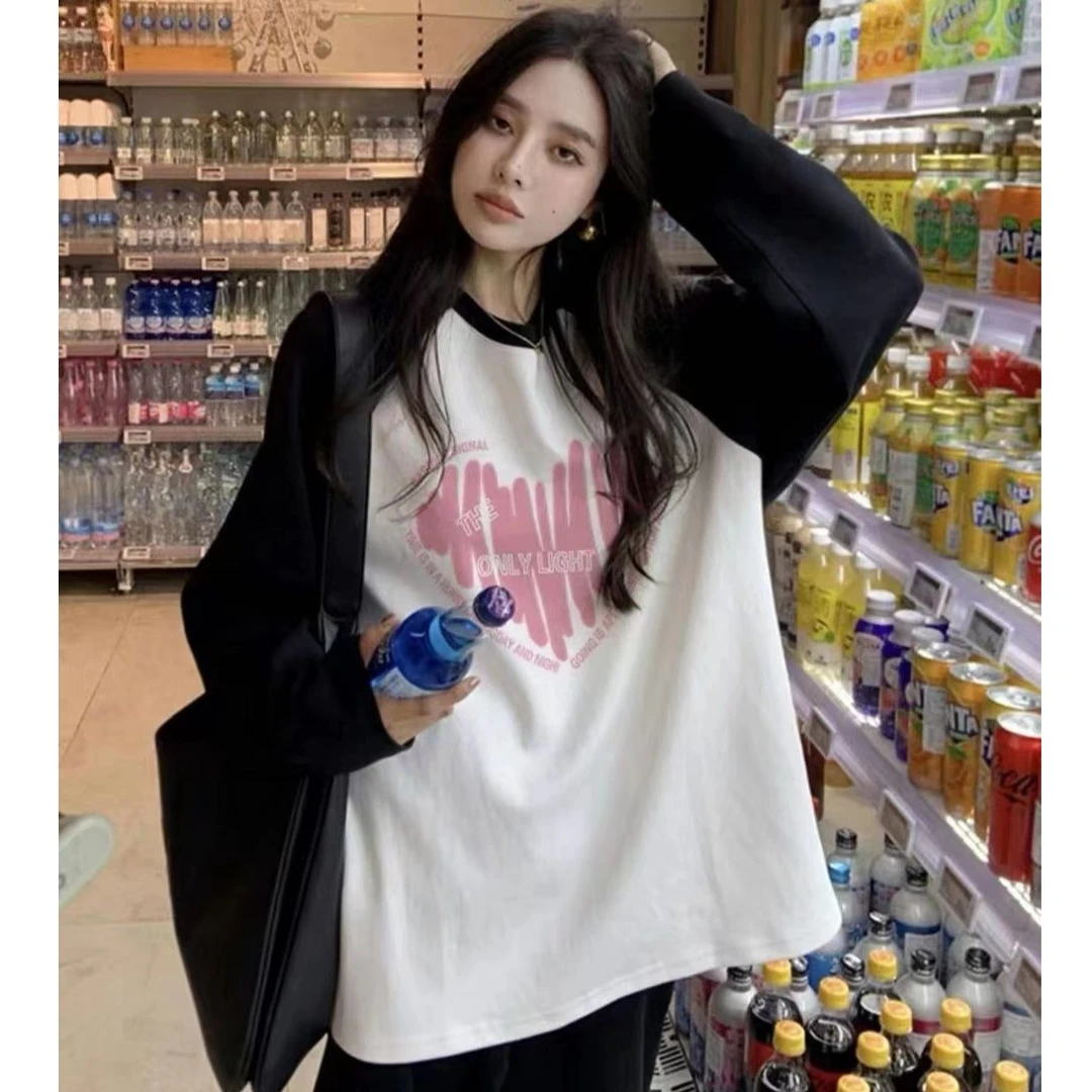 秋季新款哺乳衣外出撞色设计感孕妇T恤长袖女产后辣妈款喂奶上衣