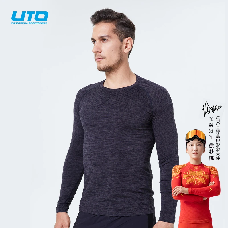 UTO/悠途舒适休闲速干上衣春夏男女户外运动跑步圆领长袖速干衣