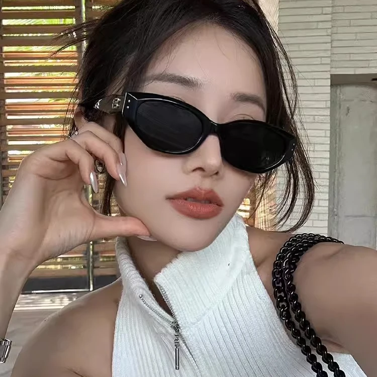 百搭墨镜女款高级感窄框猫眼gm太阳镜防紫外线网红防晒复古眼镜