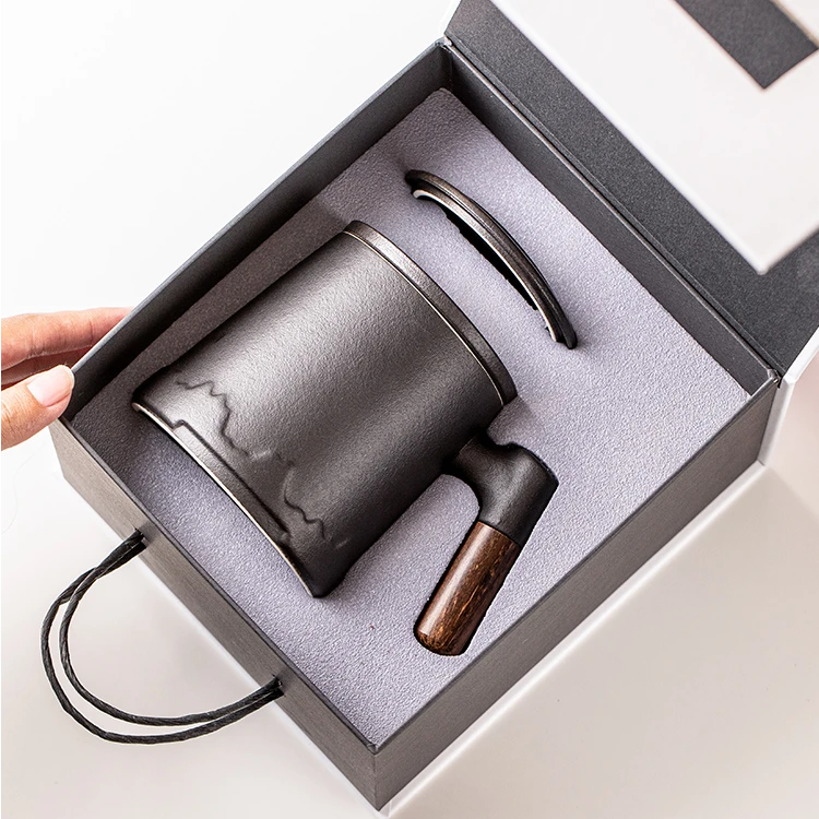 陶瓷茶杯带盖过滤茶水办公分离办公室泡茶家用杯子马克杯定制水杯