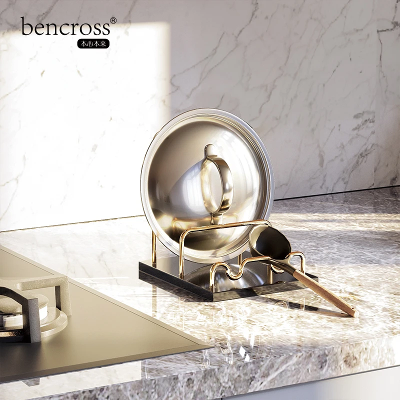 bencross/本心本来厨房免打孔台面坐式置物架汤勺锅铲家用锅盖架
