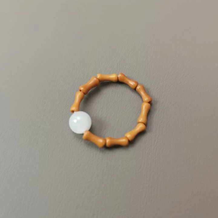 和田玉白玉单株弹力戒