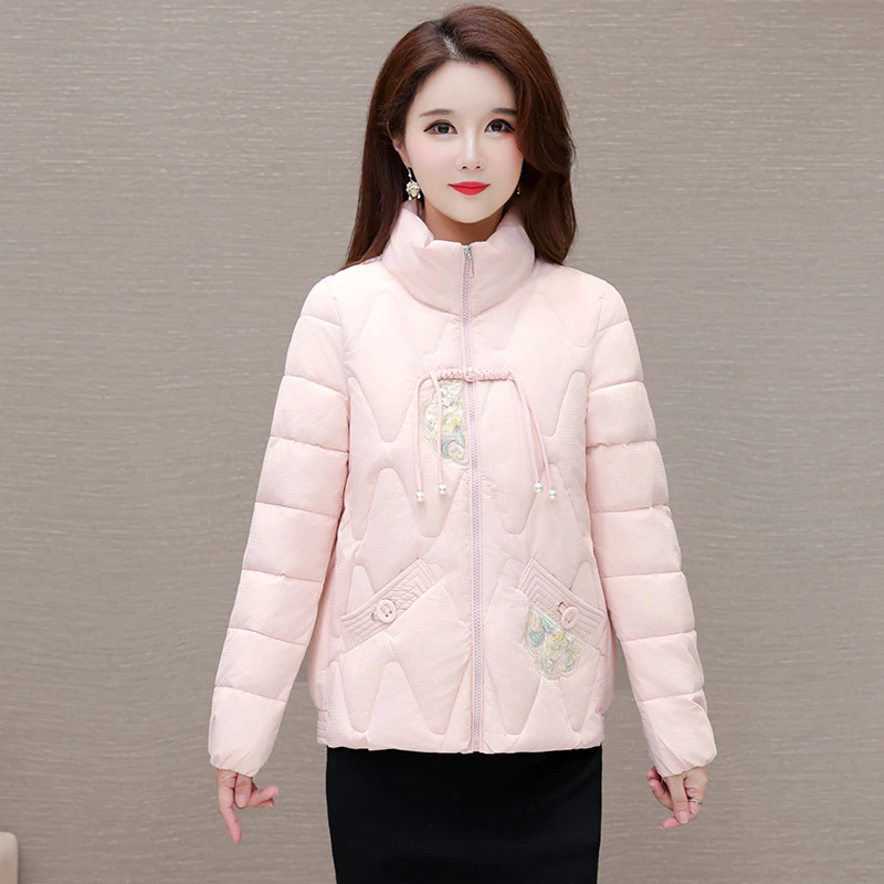 棉服女短款2024新款小个子修身新中式民国风百搭保暖棉袄棉衣外套