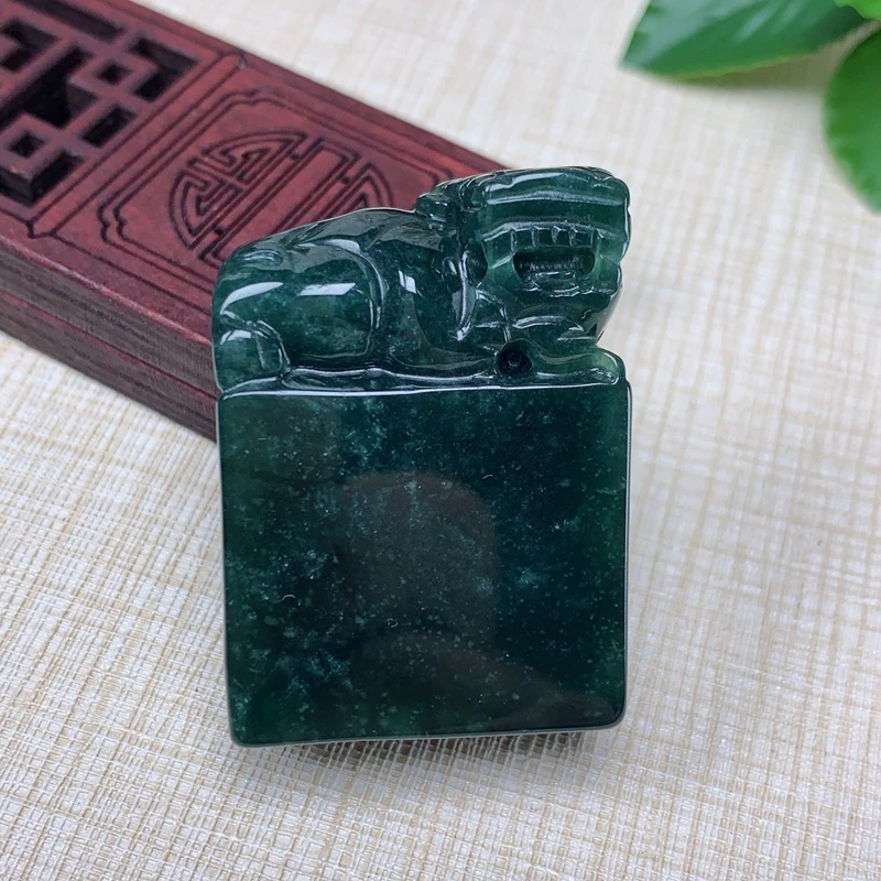 优惠纯天然翡翠A货老坑种招财进宝貔貅印章可定制刻字私章