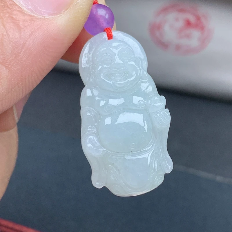 优惠纯天然翡翠A货精雕可爱宝宝佛公吊坠多样性同款料发货其一