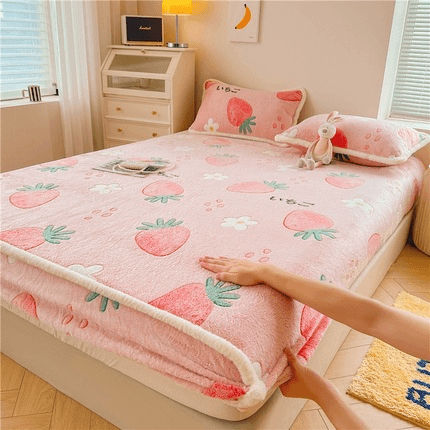 高克重牛奶绒床笠单件冬季加厚床罩珊瑚法兰绒席梦思床垫保护罩套