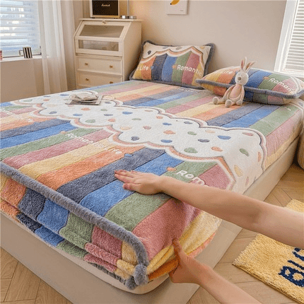 冬天牛奶绒床笠单件加绒加厚珊瑚绒床罩儿童学生宿舍床垫套床笠罩