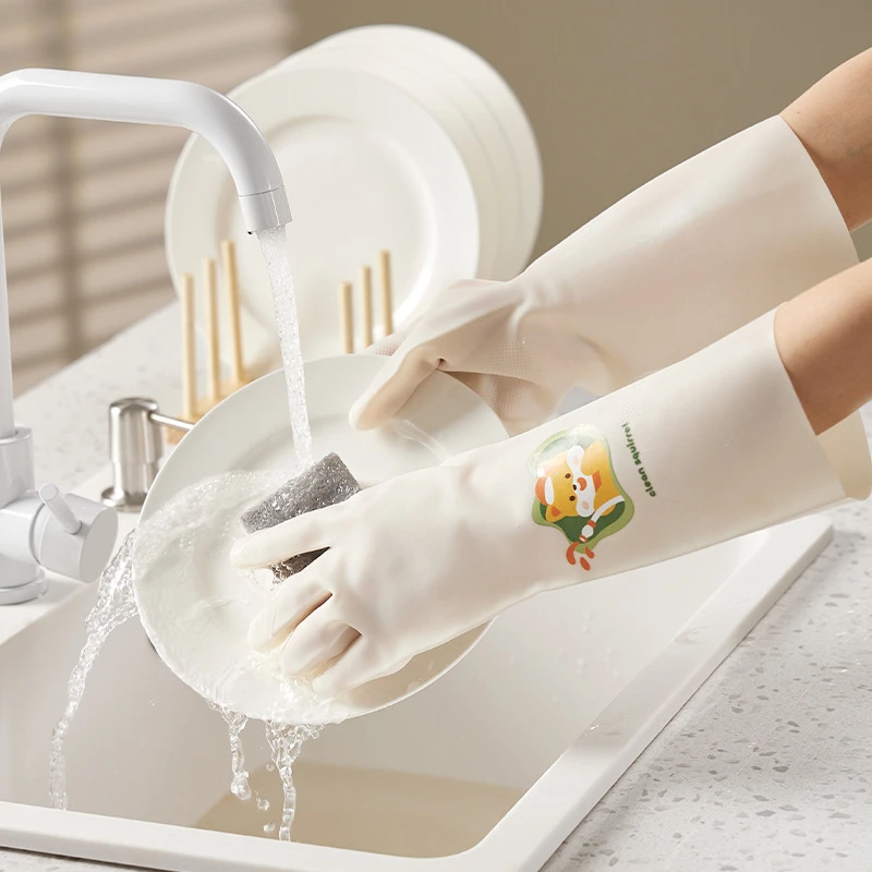 deHub丁腈洗碗手套女厨房家用加厚耐用橡胶皮家务清洁洗衣服防水