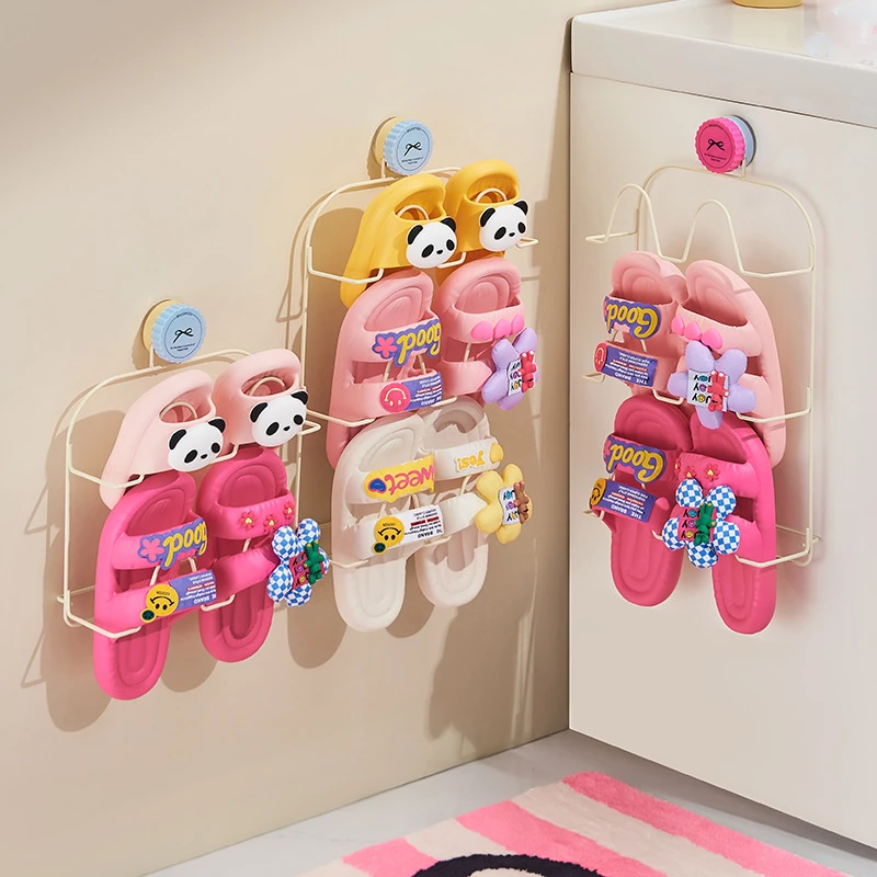 deHub罗马柱吸盘拖鞋架壁挂拖鞋收纳神器家用厕所浴室沥水置物架
