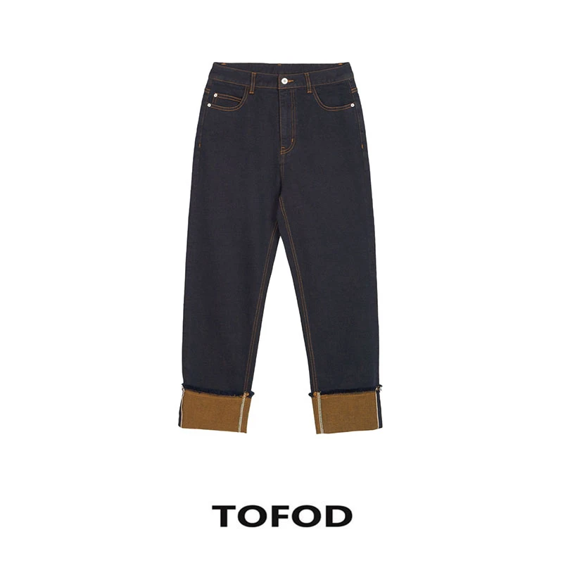 TOFOD 古董机织 赤耳牛仔裤休闲卷边九分裤DY400