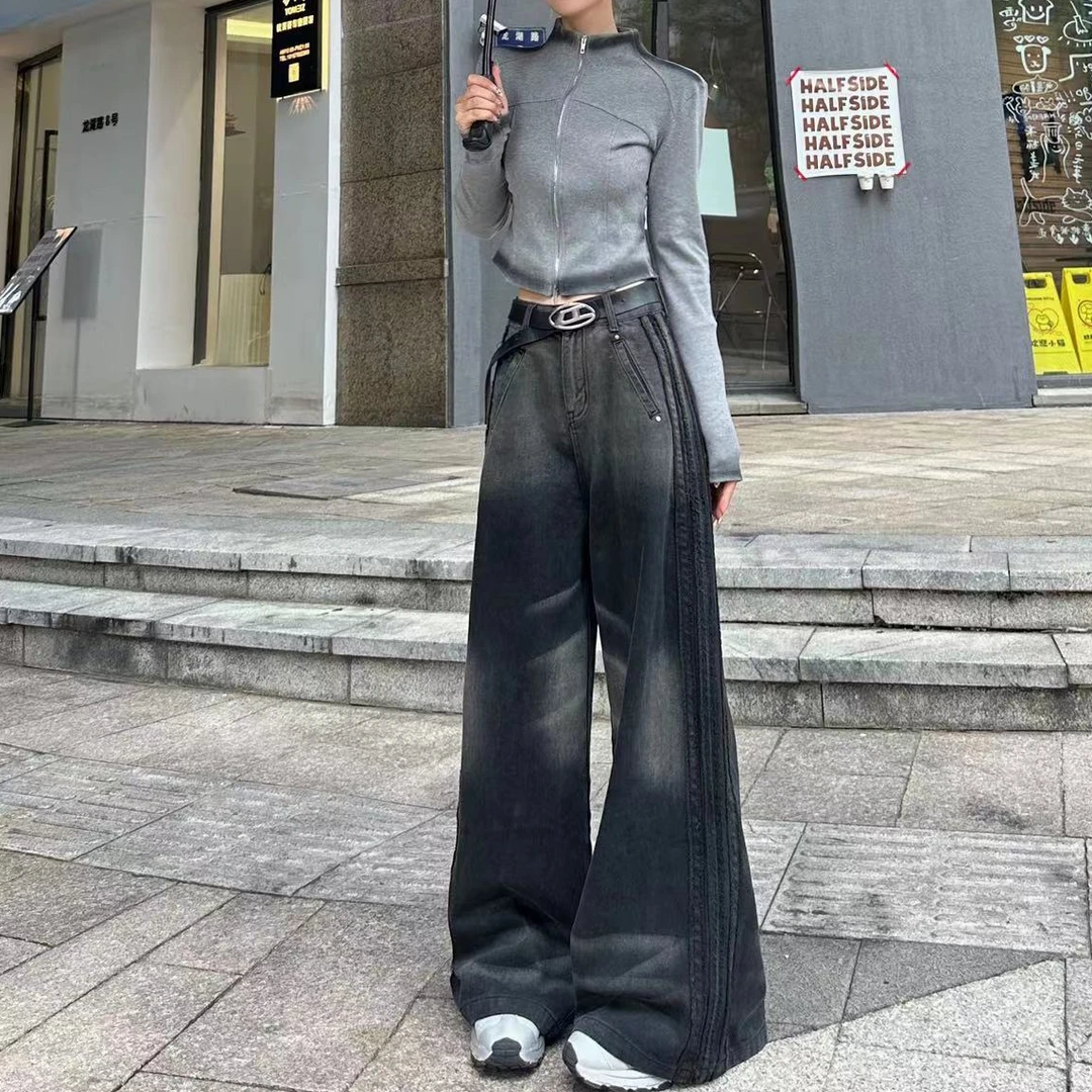 ZC-2024新款-潮酷显瘦重磅工艺时尚设计款百搭重工阔腿裤-K023
