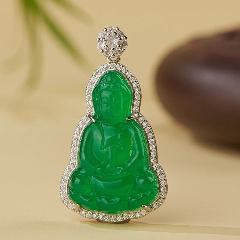 翡翠观音吊坠14K-S034