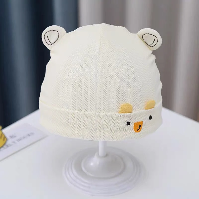 新生婴儿帽子春夏薄款0-6个月纯棉胎帽夏季透气网眼初生宝宝满月