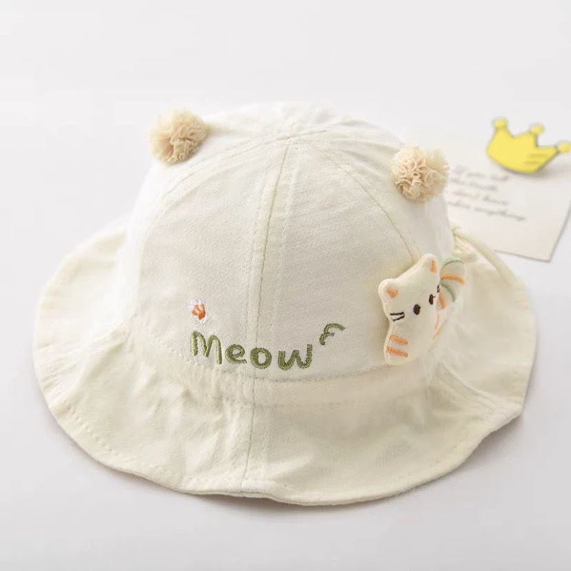 宝宝帽子春秋季薄款遮阳防晒渔夫帽男女童可爱超萌可调节婴儿盆帽