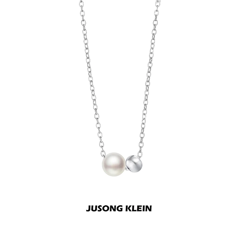 Jusong klein 钛钢项链 几何圆珠项链女轻奢时尚小众仿珍珠锁骨链