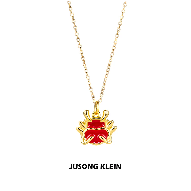Jusong klein 钛钢项链 时髦好物本命年福龙项链女中国风锁骨链