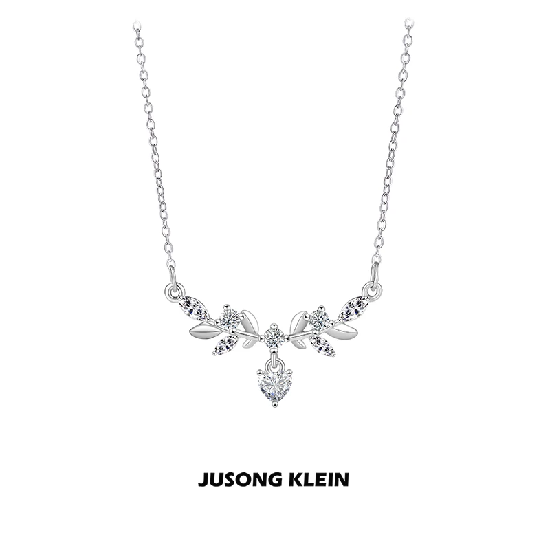 Jusong klein 钛钢项链 时髦好物月桂花项链女潮流幸运花枝锁骨链