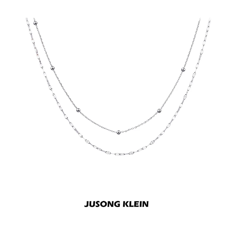 Jusong klein 钛钢项链 双层叠戴项链女轻奢简约小众设计感锁骨链