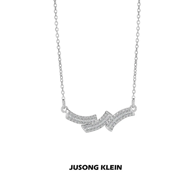 Jusong klein 钛钢项链 时髦好物曲线项链女轻奢感锆石韩版锁骨链