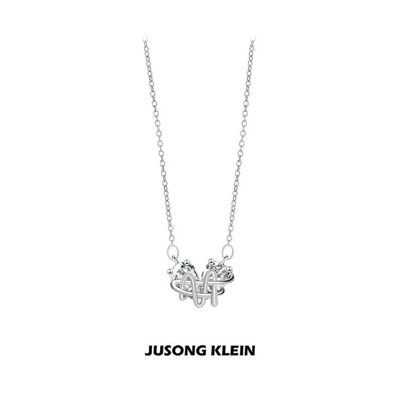 Jusong klein 钛钢项链 时髦好物不规则线条爱心项链女心跳锁骨链
