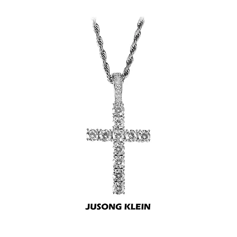 Jusong klein 钛钢项链 欧美帅气十字架项链男复古个性嘻哈链饰品