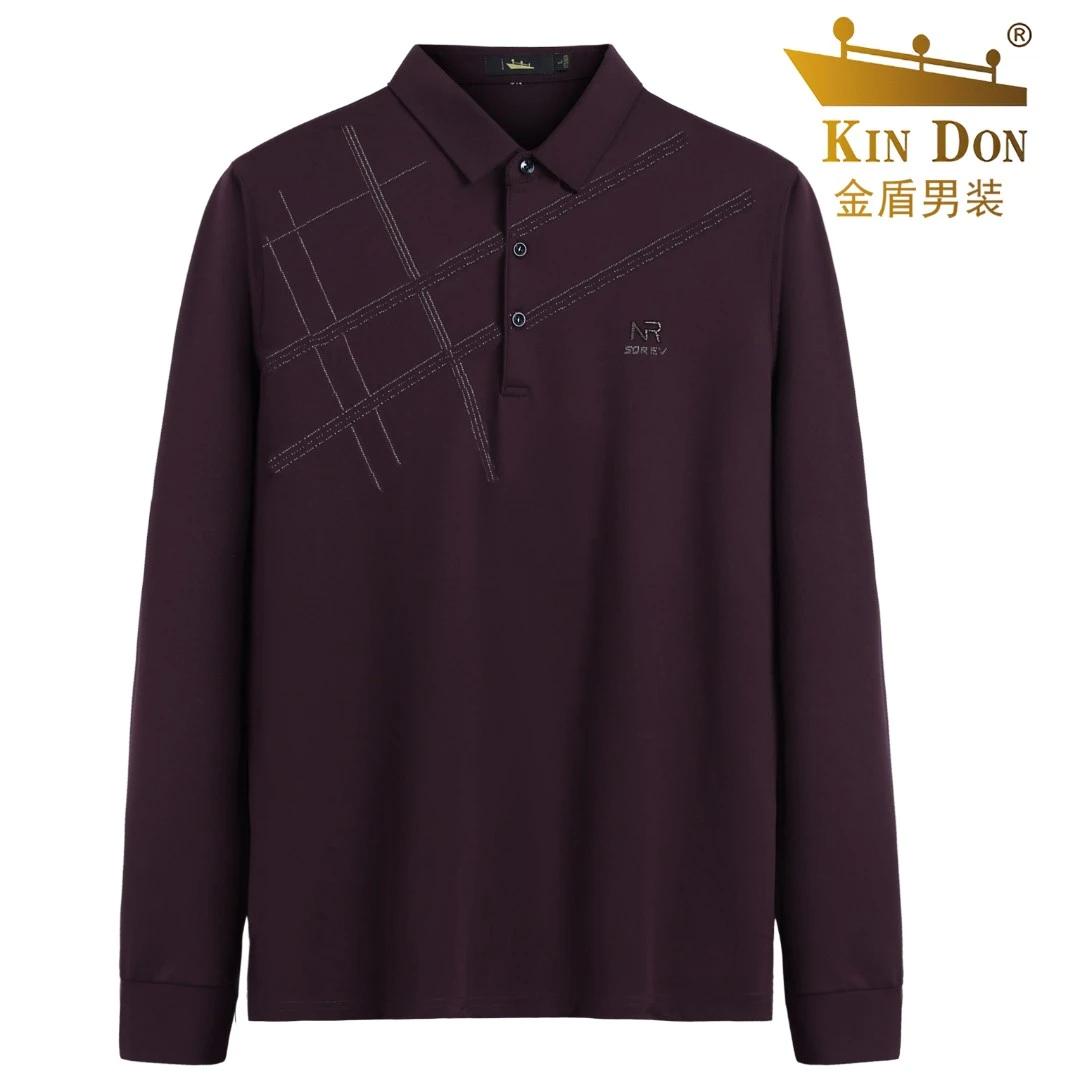 春季宽松印花商务男士百搭休闲中年长袖polo衫-5888宽松