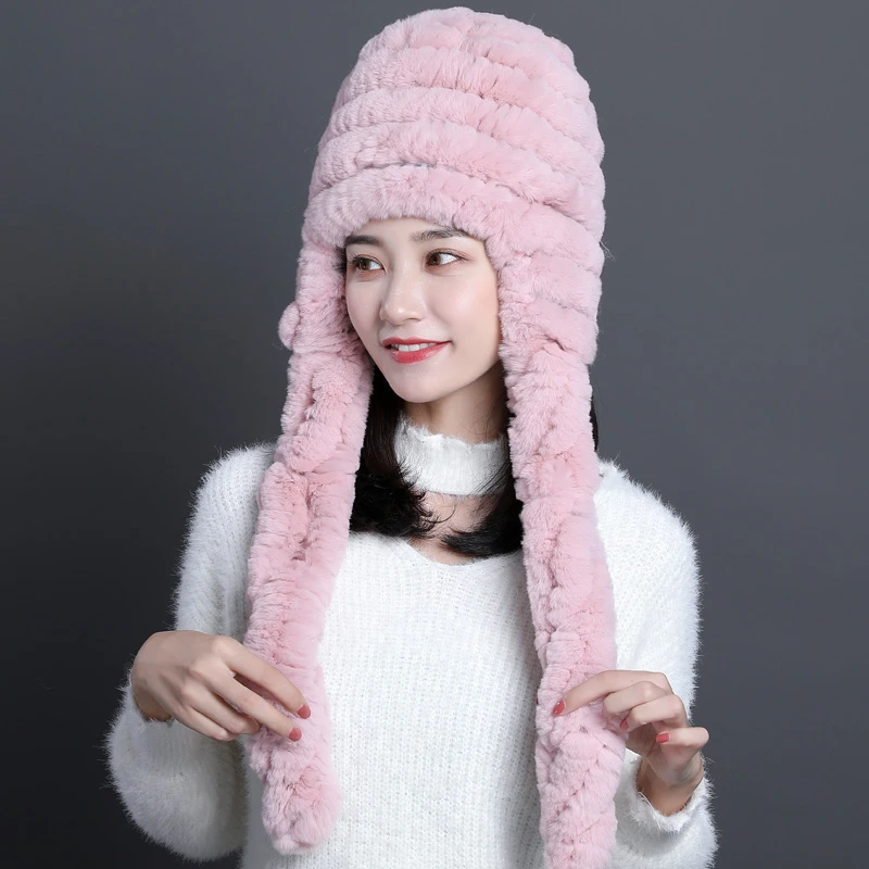 兔毛帽子女冬季新款兔毛女士加绒冬天韩版加厚防寒皮草帽子2557