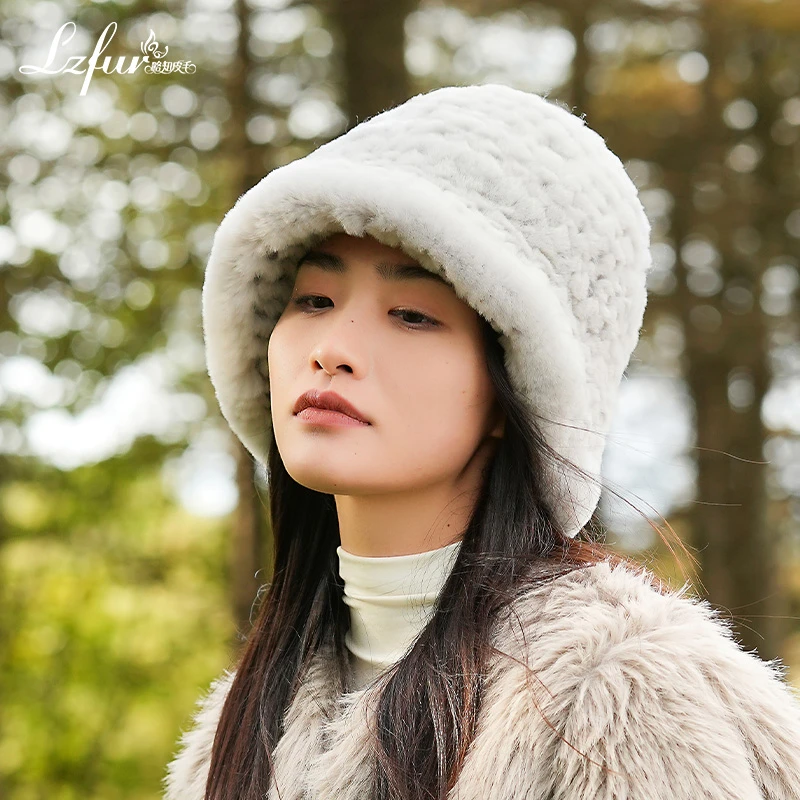 渔夫帽冬季爆款兔毛保暖一体帽5172