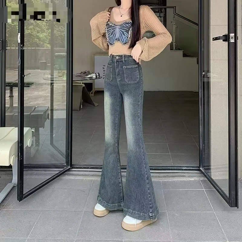 10秋冬显瘦辣妹牛仔喇叭裤