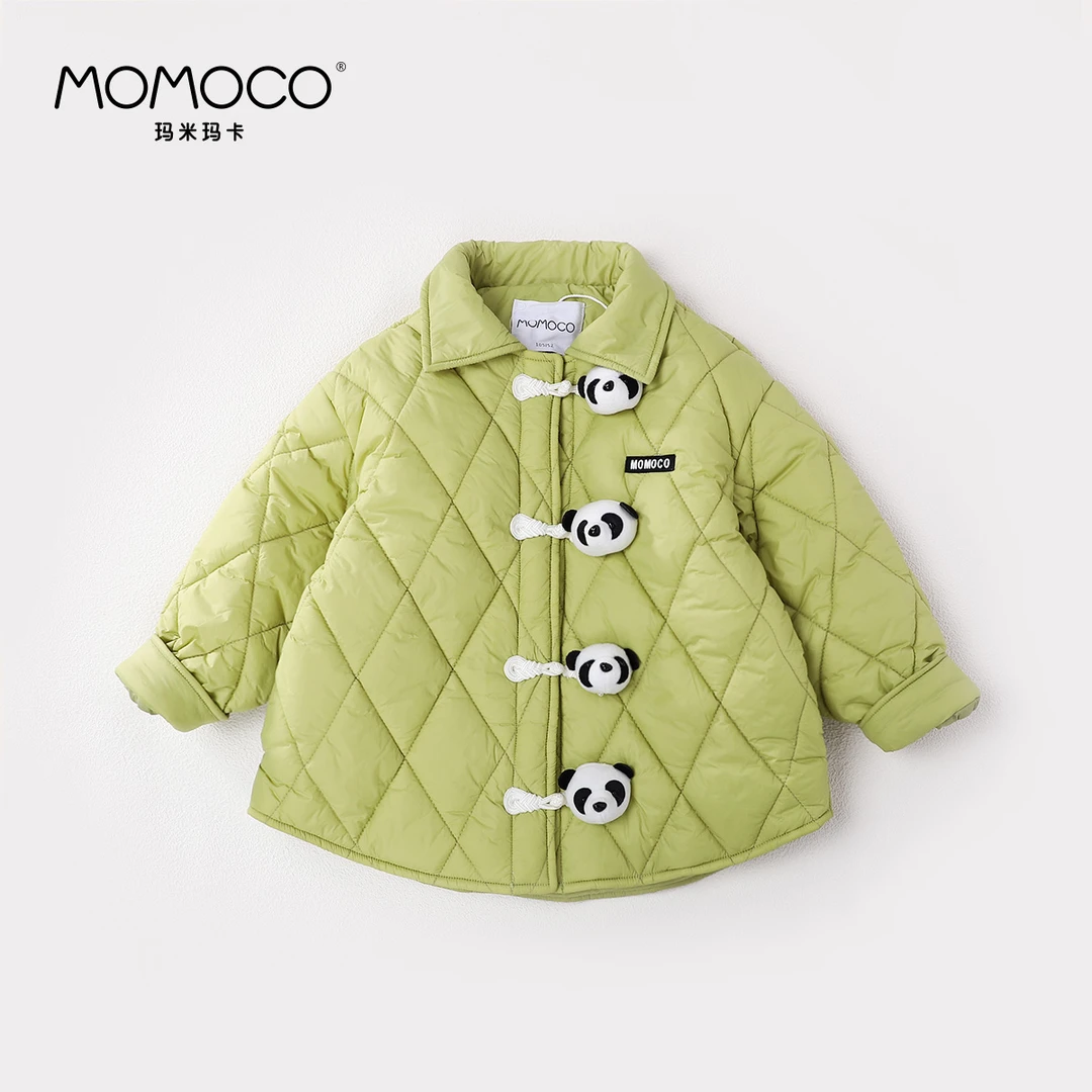 MOMOCO男童翻领保暖棉服儿童菱形格熊猫棉衣外套冬75480103001