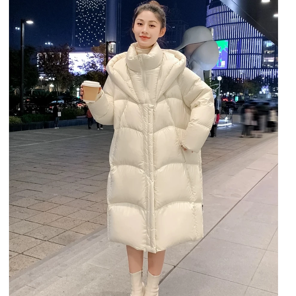 珩绣2024最新款轻奢中长款连帽鸭绒羽绒服外套1819-1