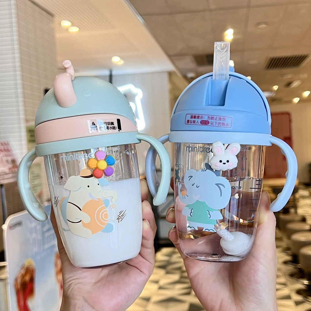 儿童水杯学饮杯一岁以上宝宝婴儿夏季吸管杯奶瓶6个月防呛喝水杯