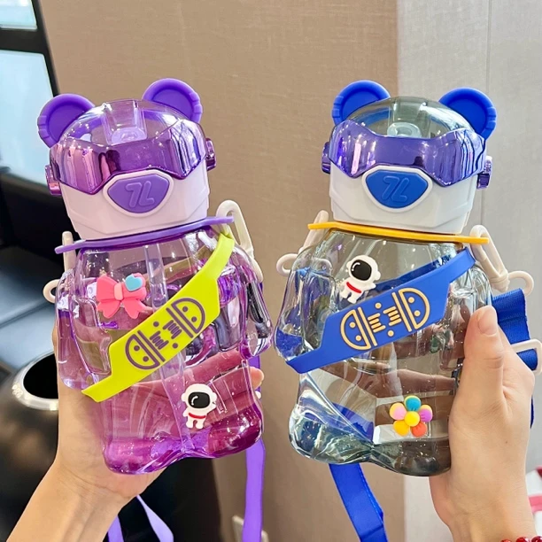 潮流吸管大肚杯高颜值高级感水壶男生儿童学生水杯上学可爱杯子